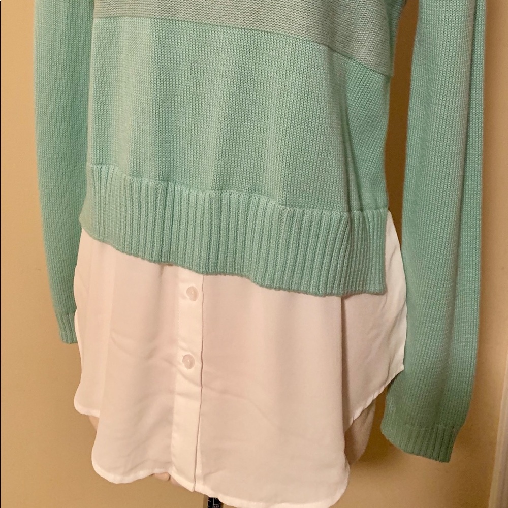 Crew neck mock layered sweater